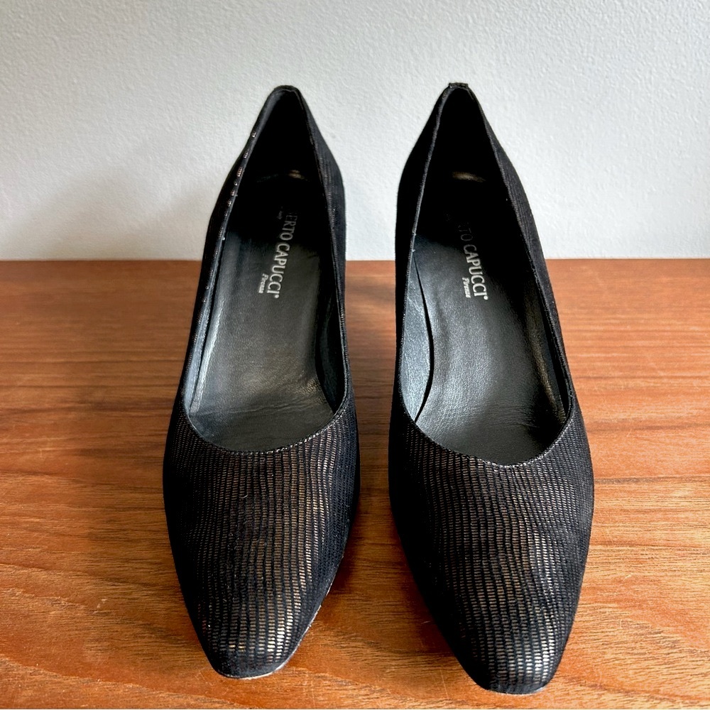 Roberto Capucci Genuine Leather Metallic Motif Heel